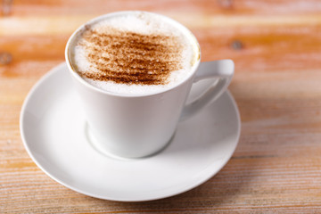 Cappuccino on a Wooden Table