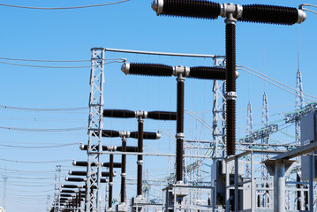 A row of cutouts filled with high voltage gas