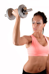 Fototapeta premium Girl lifting dumbbells.