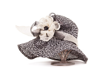 hat with tape and flower