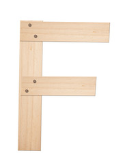 LetterFof wood, clipping path.