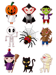Cartoon Halloween monster icons