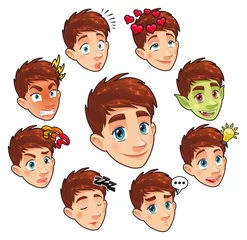 Fotobehang Various expressions of boy. Vector isolated characters © ddraw