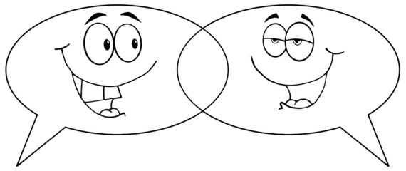 Outlined Cartoon Speech Bubbles Speak