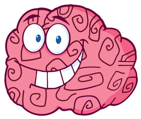 Happy Brain Cartoon Character