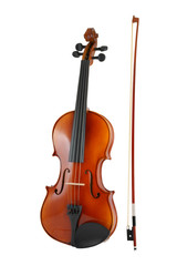Obraz na płótnie Canvas Violin and bow isolated on white background
