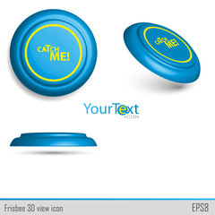 3D view of blue icon frisbee.Vector illustration.