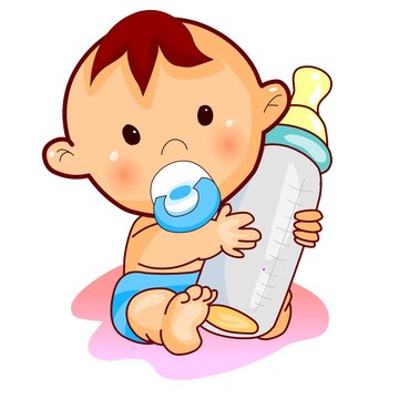 lovely baby with milk. Vector.
