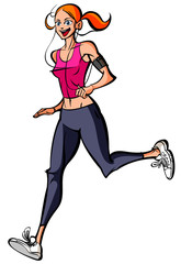 side view of woman running