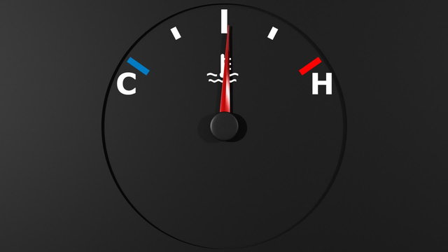 Car thermometer and moving pointer on it. HD.