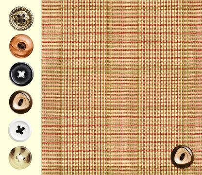 Classic checkered textile with buttons, highly detailed