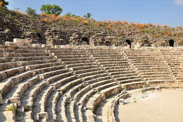 Ancient roman amphitheater in Beit-Shean city. Northern Israel.