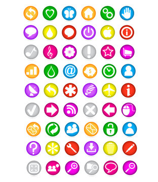 colored web symbols set isolated