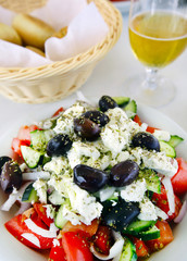 fresh greek salad, close-up