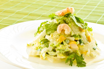 salad with cooked shrimp