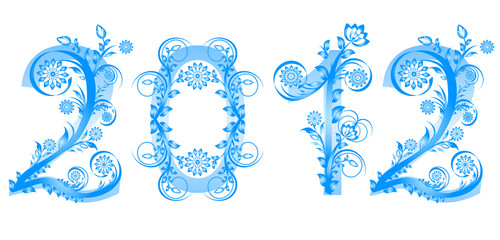 vector. 2012 new year numbers made with floral ornament
