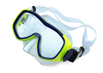 Yellow diving mask isolated  on white background