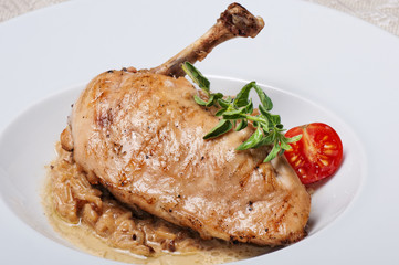 Roasted chicken steak on a plate