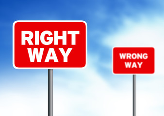 Right way Wrong way street signs