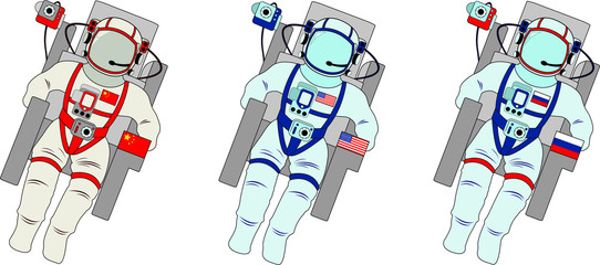 Three astronauts-American, Chinese and Russian © Joanna Parkinson