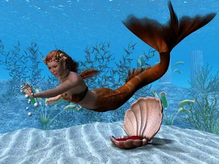 Abwaschbare Fototapete Meerjungfrau Unterwasser Meerjungfrau