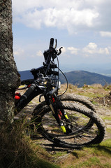 Naklejka na ściany i meble Mountain bikes waiting for a mountain ride