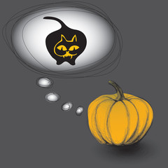 PUMPKIN dreams about Halloween CAT face