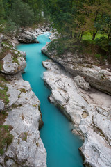 Beautiful turquoise mountain river Soca, Slovenia