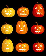 set of halloween pumpkins