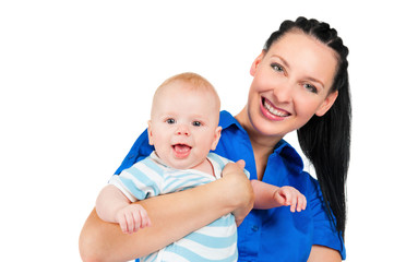 Mom and baby laughing