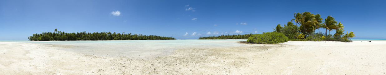 Paradise white sand beach panoramic view