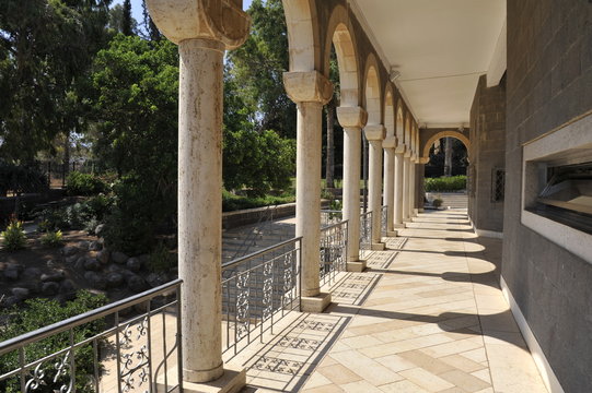 Colonnade in Church of Beatitudes, Capernaum.