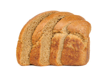 Sliced Brown Bread Isolated on White Background