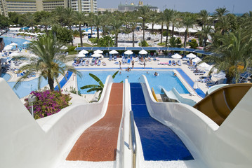 Top view on waterslide