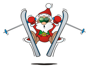 Cool Santa Skiing © jokatoons