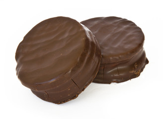Argentinian alfajor covered with chocolate.
