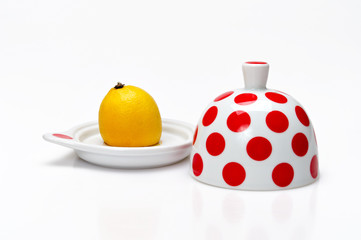 Half of lemon in a open bank