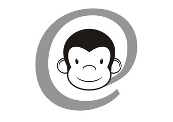 Obraz na płótnie Canvas Internet Sign with Monkey Head
