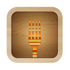 wood icon (rainbow fork)