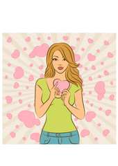 beautiful girl with heart
