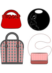 Cartoon woman's bag. Vector