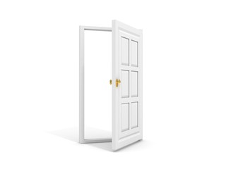 white door opened to white
