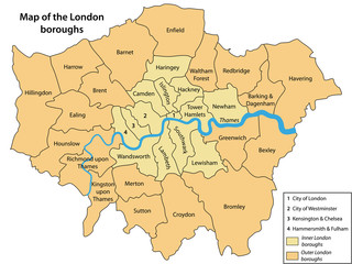 Obraz premium Map of the London boroughs.