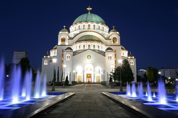 Cathedral of Saint Sava by night - obrazy, fototapety, plakaty