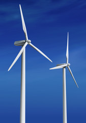 white wind turbines ll
