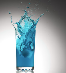 Splashes from a glass with water
