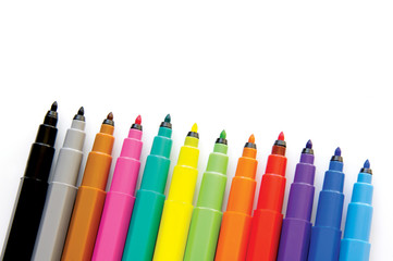 bright markers isolated on white