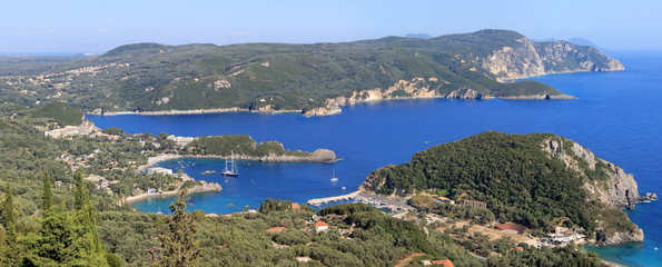 Paleokastritsa gulf on Corfu island, Greece