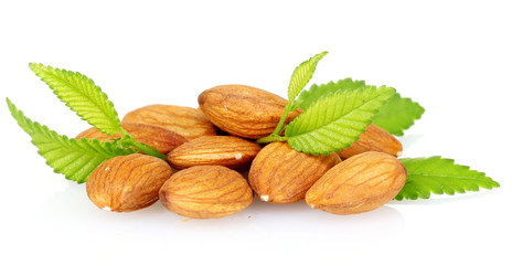 almonds isolated on white