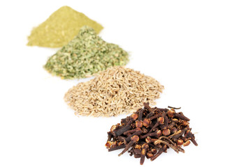 spices isolated on white